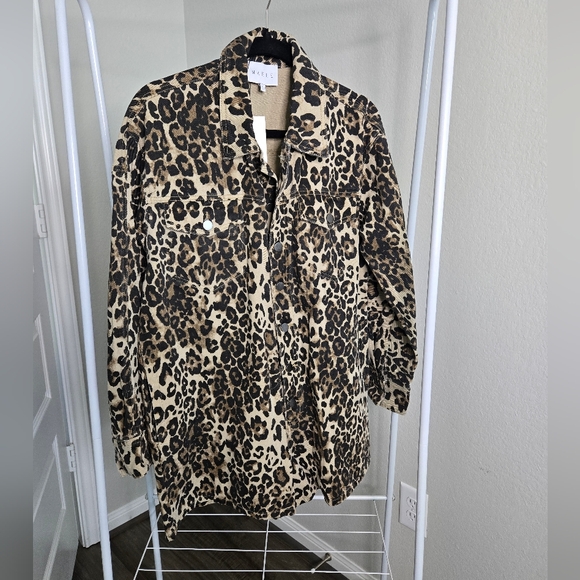 Mable Leopard Print Denim Romper - Picture 1 of 3